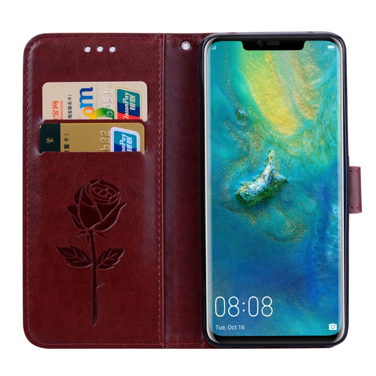 Rose Embossed Horizontal Flip PU Leather Case for Huawei Mate 20 Pro, with Holder & Card Slots & Wallet