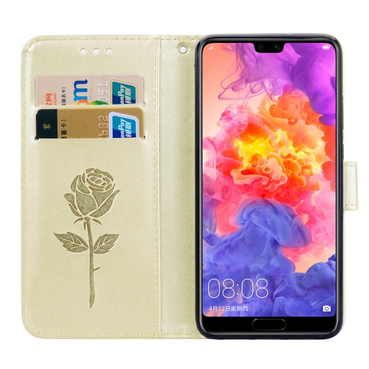 Rose Embossed Horizontal Flip PU Leather Case for Huawei P20, with Holder & Card Slots & Wallet