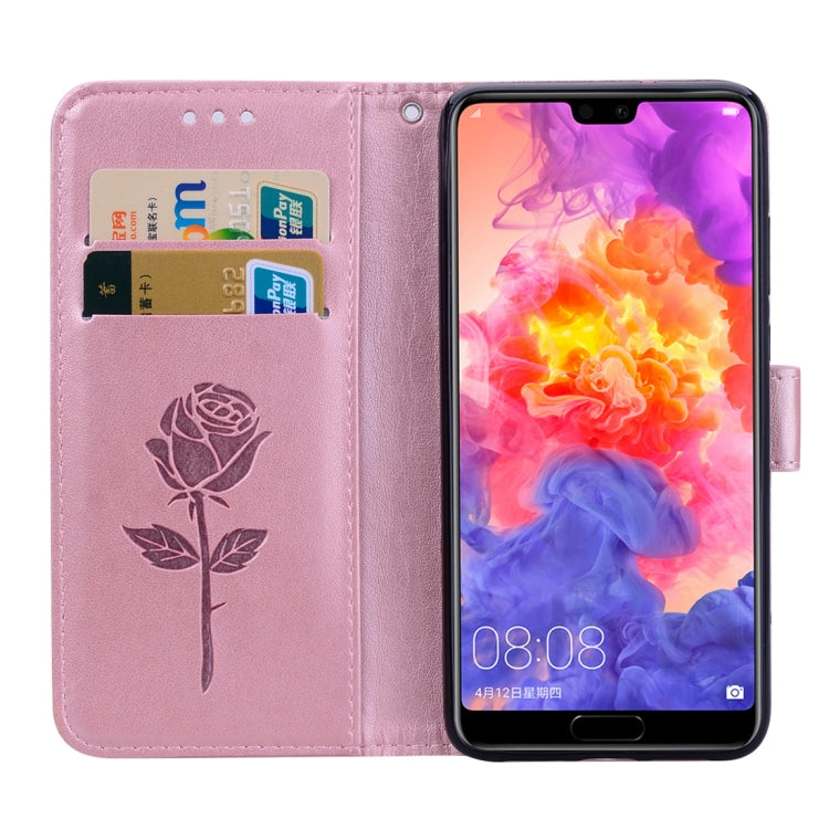 Rose Embossed Horizontal Flip PU Leather Case for Huawei P20, with Holder & Card Slots & Wallet