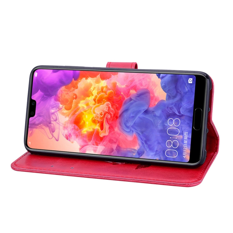 Rose Embossed Horizontal Flip PU Leather Case for Huawei P20, with Holder & Card Slots & Wallet