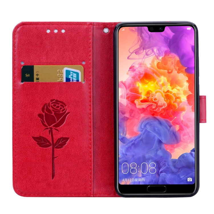 Rose Embossed Horizontal Flip PU Leather Case for Huawei P20, with Holder & Card Slots & Wallet