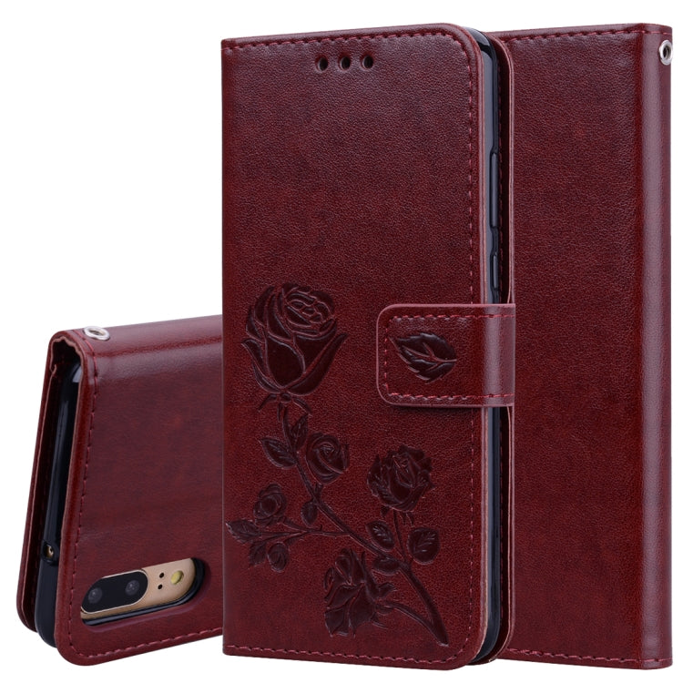 Rose Embossed Horizontal Flip PU Leather Case for Huawei P20, with Holder & Card Slots & Wallet