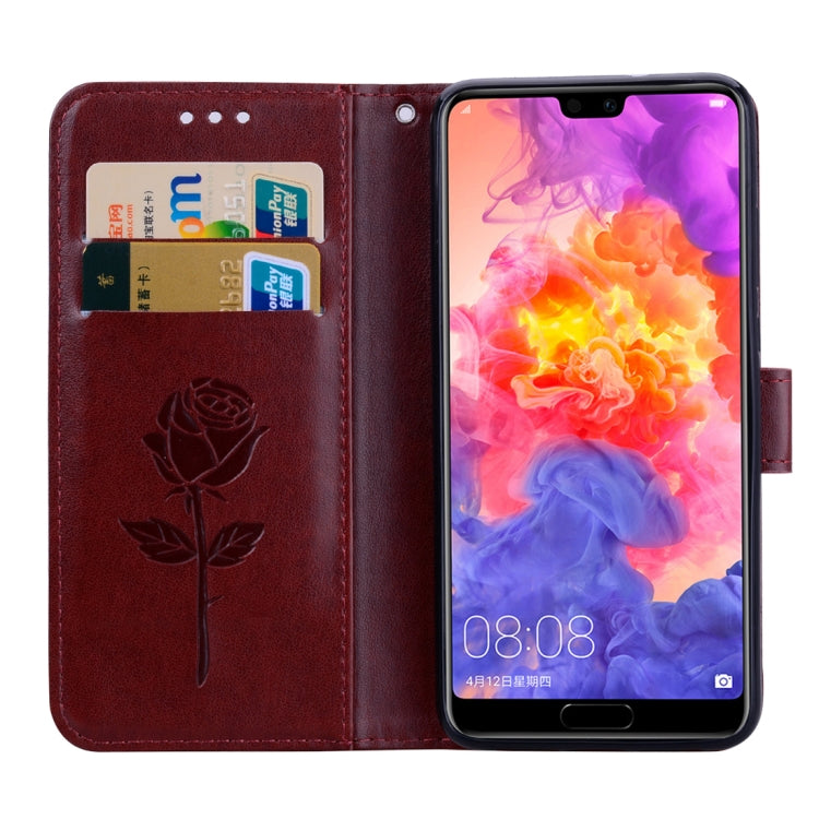 Rose Embossed Horizontal Flip PU Leather Case for Huawei P20, with Holder & Card Slots & Wallet