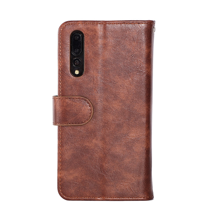 Crazy Horse Texture Horizontal Flip Detachable Zipper Leather Case for Huawei P20, with Card Slot & & Wallet & Photo Frame & Lanyard