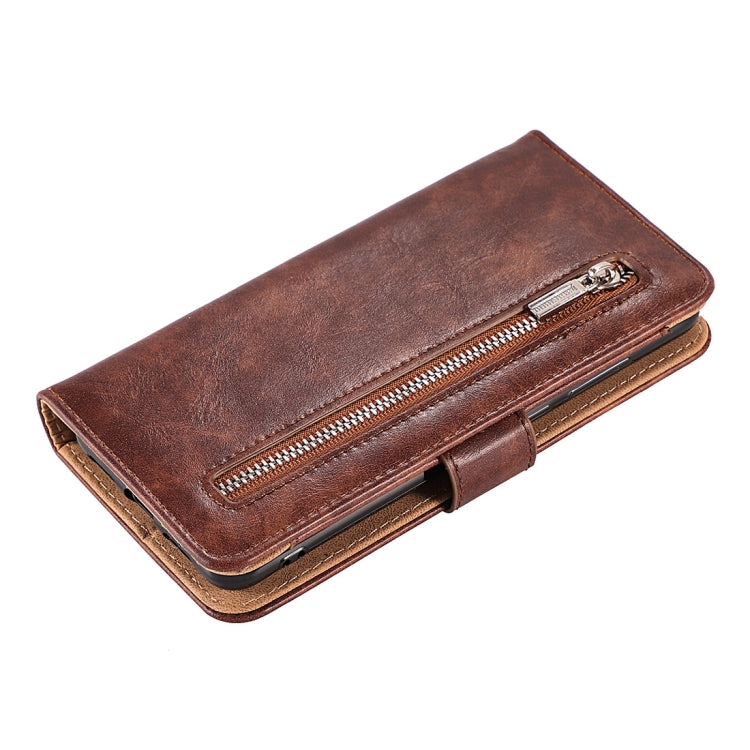 Crazy Horse Texture Horizontal Flip Detachable Zipper Leather Case for Huawei P20, with Card Slot & & Wallet & Photo Frame & Lanyard