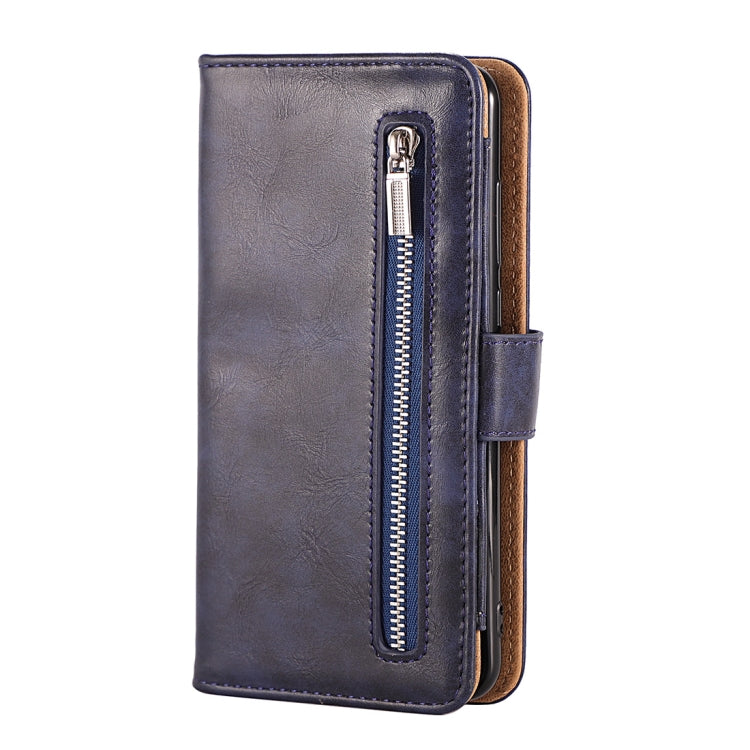 Crazy Horse Texture Horizontal Flip Detachable Zipper Leather Case for Huawei P20, with Card Slot & & Wallet & Photo Frame & Lanyard