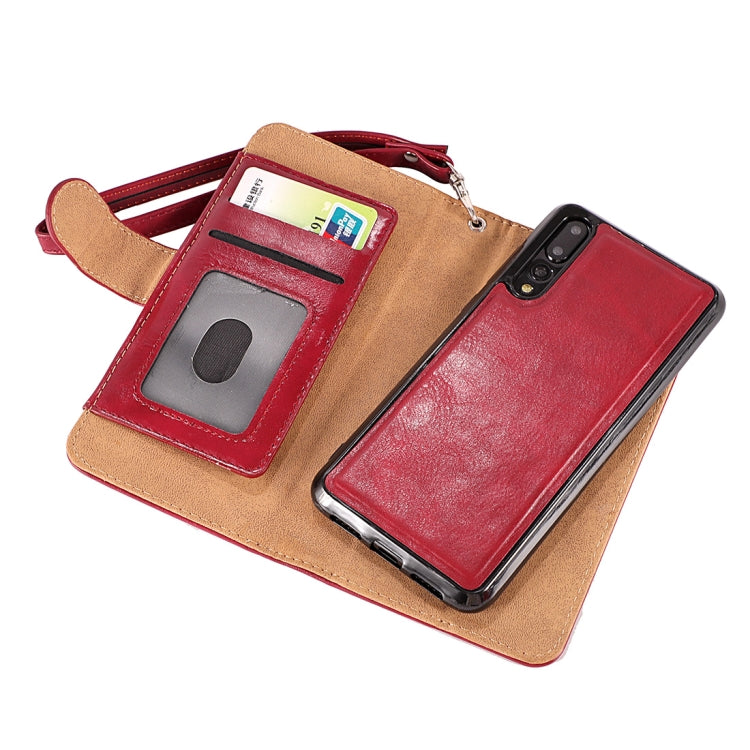 Crazy Horse Texture Horizontal Flip Detachable Zipper Leather Case for Huawei P20, with Card Slot & & Wallet & Photo Frame & Lanyard