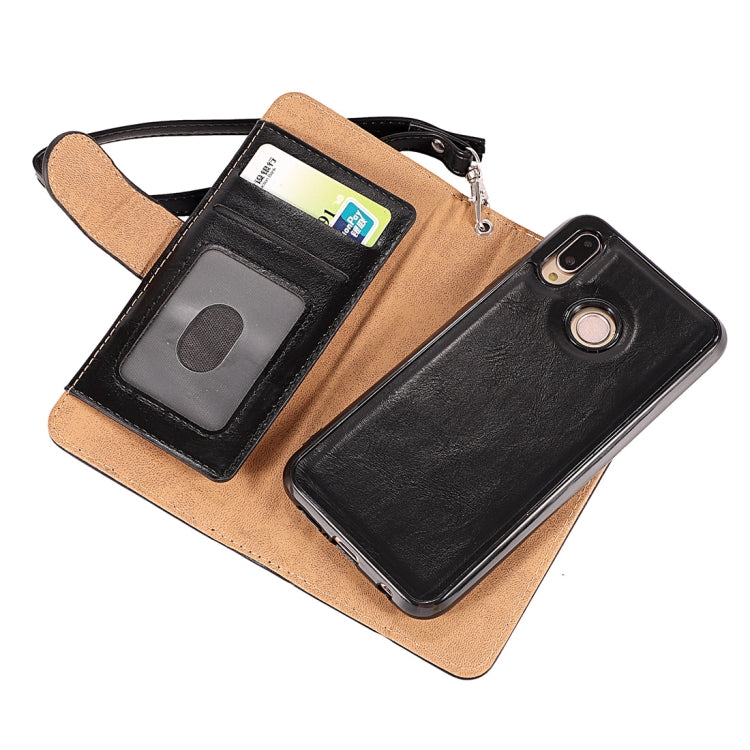 Crazy Horse Texture Horizontal Flip Detachable Zipper Leather Case for Huawei P20 Lite / Nova 3e, with Card Slot & & Wallet & Photo Frame & Lanyard