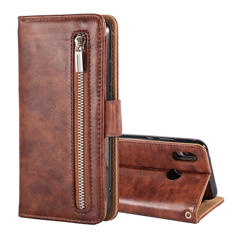 Crazy Horse Texture Horizontal Flip Detachable Zipper Leather Case for Huawei P20 Lite / Nova 3e, with Card Slot & & Wallet & Photo Frame & Lanyard