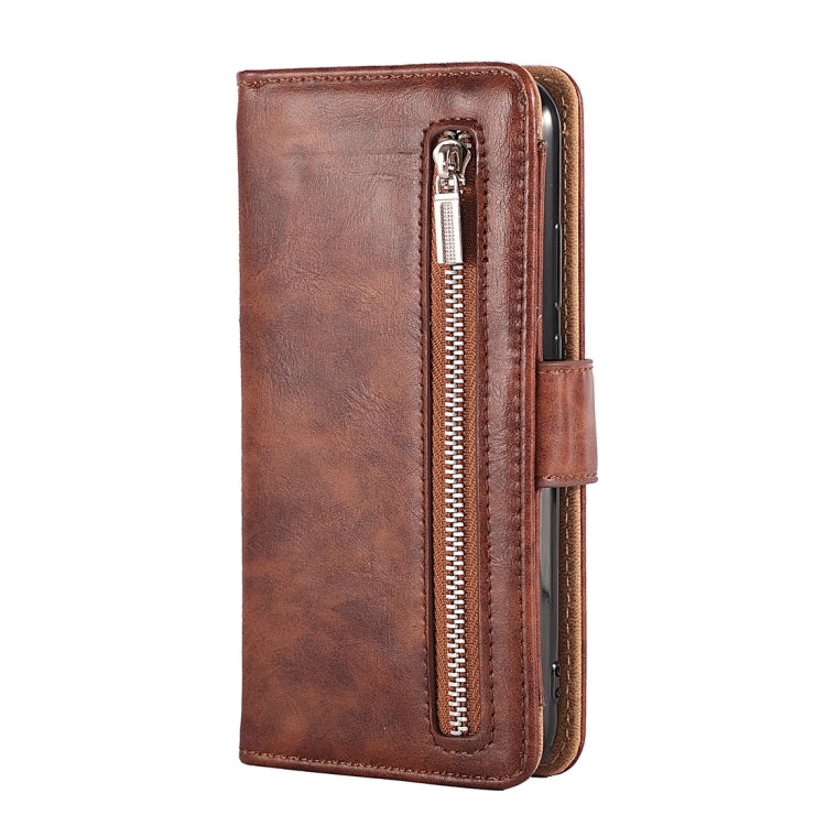 Crazy Horse Texture Horizontal Flip Detachable Zipper Leather Case for Huawei P20 Lite / Nova 3e, with Card Slot & & Wallet & Photo Frame & Lanyard