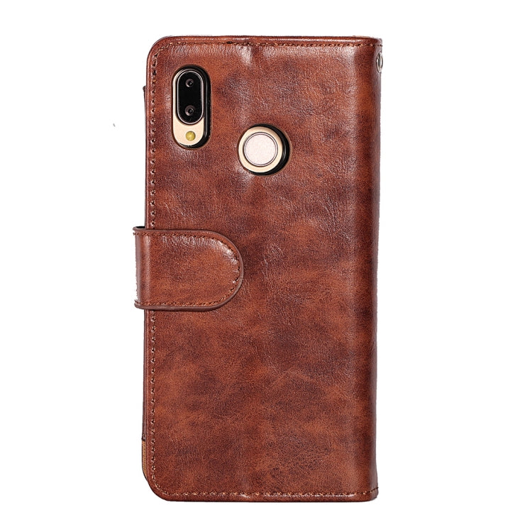 Crazy Horse Texture Horizontal Flip Detachable Zipper Leather Case for Huawei P20 Lite / Nova 3e, with Card Slot & & Wallet & Photo Frame & Lanyard