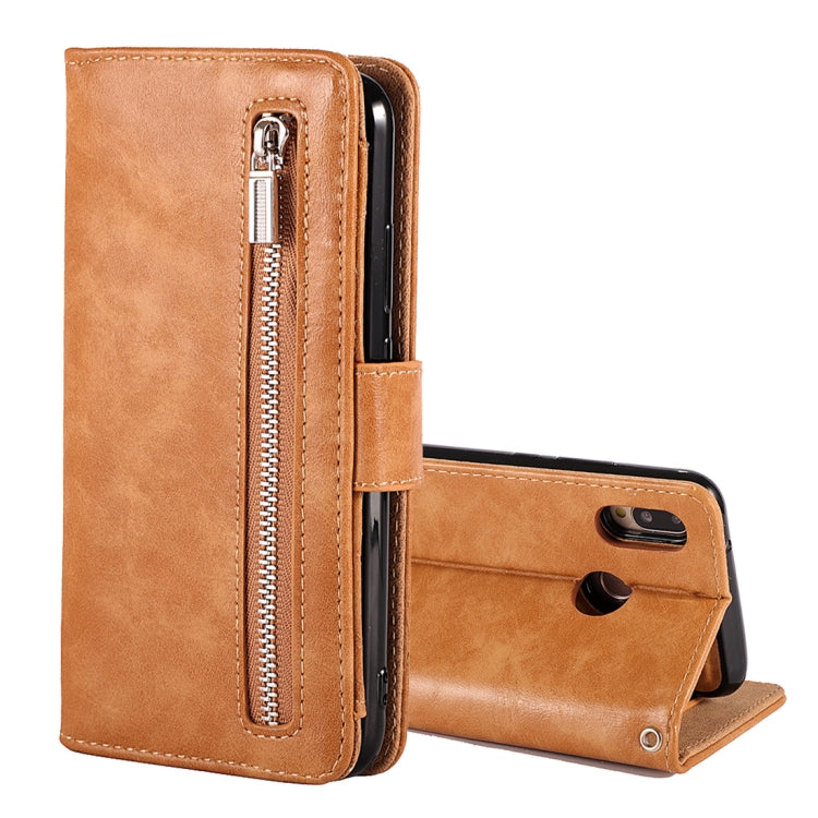 Crazy Horse Texture Horizontal Flip Detachable Zipper Leather Case for Huawei P20 Lite / Nova 3e, with Card Slot & & Wallet & Photo Frame & Lanyard