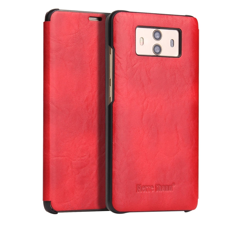 Fierre Shann Crazy Horse Texture Horizontal Flip PU Leather Case for Huawei Mate 10, with Smart View Window & Sleep Wake-up Function