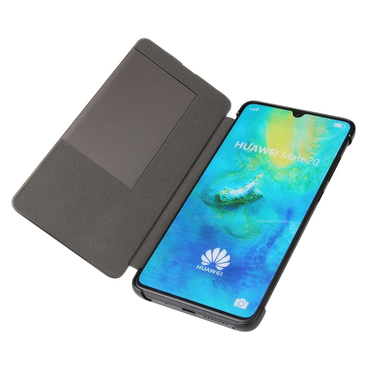 Fierre Shann Crazy Horse Texture Horizontal Flip PU Leather Case for Huawei Mate 20, with Smart View Window & Sleep Wake-up Function