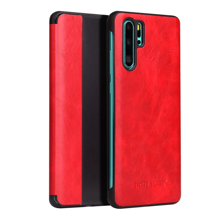 Fierre Shann Crazy Horse Texture Horizontal Flip PU Leather Case for Huawei P30 Pro, with Smart View Window & Sleep Wake-up Function
