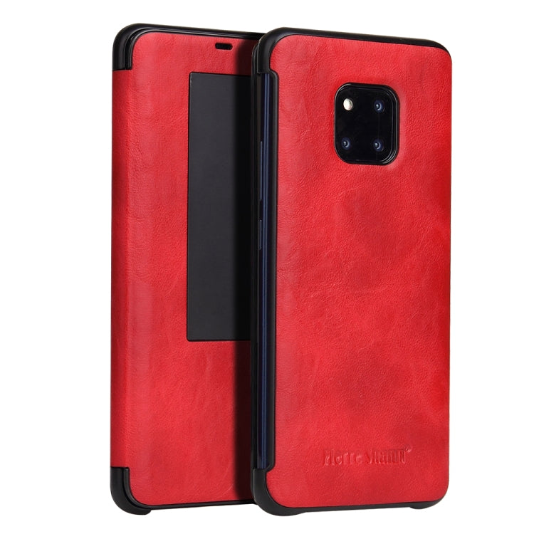 Fierre Shann Crazy Horse Texture Horizontal Flip PU Leather Case for Huawei Mate 20 Pro, with Smart View Window & Sleep Wake-up Function