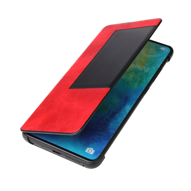 Fierre Shann Crazy Horse Texture Horizontal Flip PU Leather Case for Huawei Mate 20 Pro, with Smart View Window & Sleep Wake-up Function