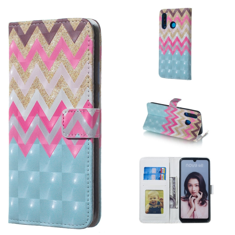 Color Wave 3D Pattern Horizontal Flip Leather Case for Huawei P30 Lite, with Holder & Card Slots & Photo Frame & Wallet