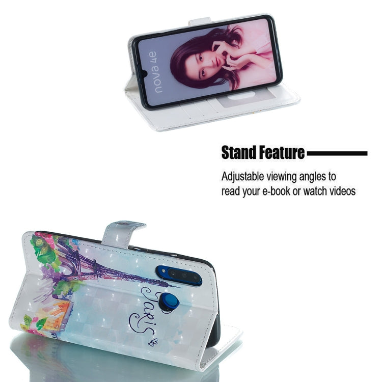 Tower Pattern 3D Horizontal Flip Leather Case for Huawei P30 Lite, with Holder & Card Slots & Photo Frame & Wallet