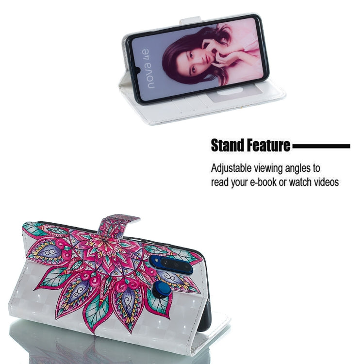 Half Flower Pattern 3D Horizontal Flip Leather Case for Huawei P30 Lite, with Holder & Card Slots & Photo Frame & Wallet