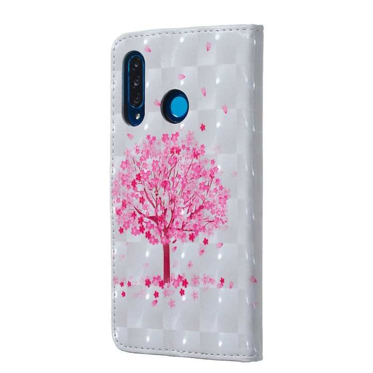 Pink Tree Pattern 3D Horizontal Flip Leather Case for Huawei P30 Lite, with Holder & Card Slots & Photo Frame & Wallet