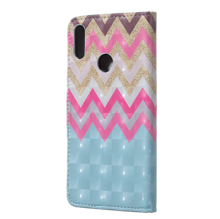 Color Wave 3D Pattern Horizontal Flip Leather Case for Huawei Y7 (2019), with Holder & Card Slots & Photo Frame & Wallet