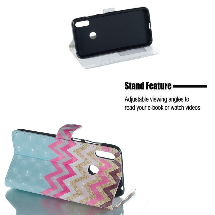 Color Wave 3D Pattern Horizontal Flip Leather Case for Huawei Y7 (2019), with Holder & Card Slots & Photo Frame & Wallet