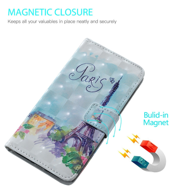 Tower Pattern 3D Horizontal Flip Leather Case for Huawei Y7 (2019), with Holder & Card Slots & Photo Frame & Wallet