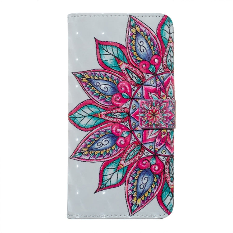 Half Flower Pattern 3D Horizontal Flip Leather Case for Huawei Y7 (2019), with Holder & Card Slots & Photo Frame & Wallet