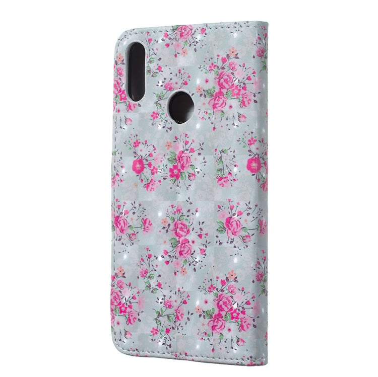 Rose Pattern 3D Horizontal Flip Leather Case for Huawei Y7 (2019), with Holder & Card Slots & Photo Frame & Wallet