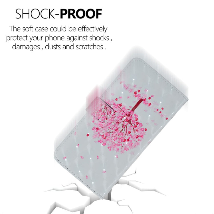 Pink Tree Pattern 3D Horizontal Flip Leather Case for Huawei Y7 (2019), with Holder & Card Slots & Photo Frame & Wallet