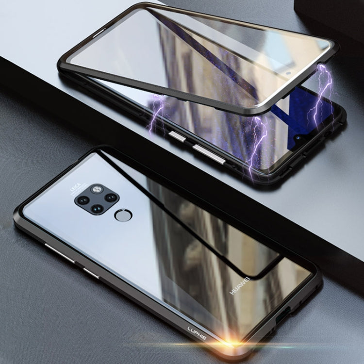 Ultra Slim Double Sides Magnetic Adsorption Angular Frame Tempered Glass Magnet Flip Case for Huawei Mate 20