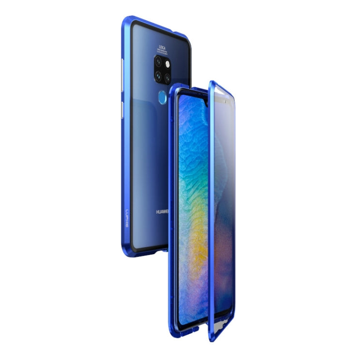 Ultra Slim Double Sides Magnetic Adsorption Angular Frame Tempered Glass Magnet Flip Case for Huawei Mate 20