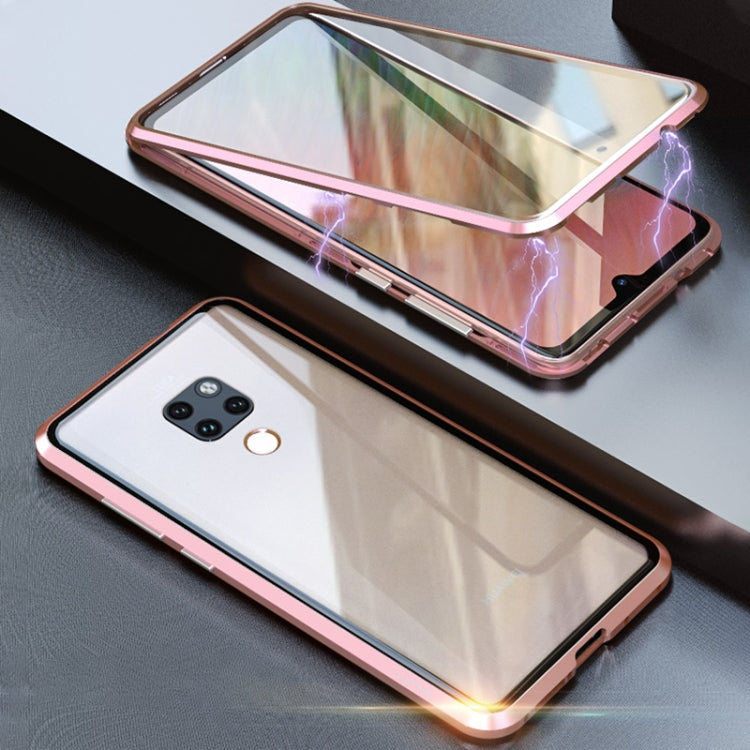 Ultra Slim Double Sides Magnetic Adsorption Angular Frame Tempered Glass Magnet Flip Case for Huawei Mate 20