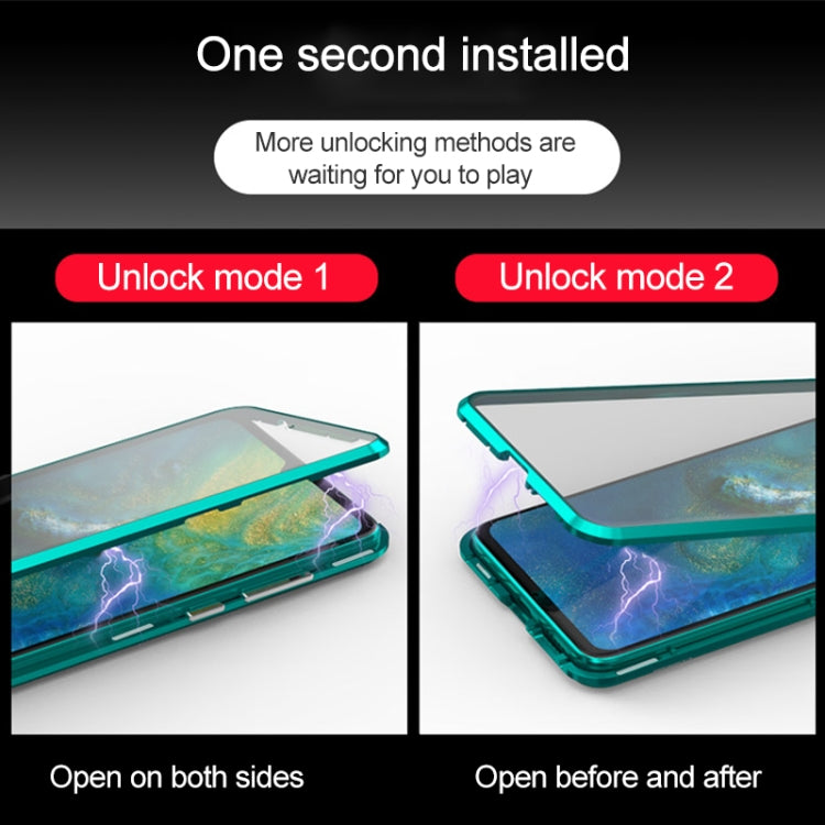 Ultra Slim Double Sides Magnetic Adsorption Angular Frame Tempered Glass Magnet Flip Case for Huawei Mate 20