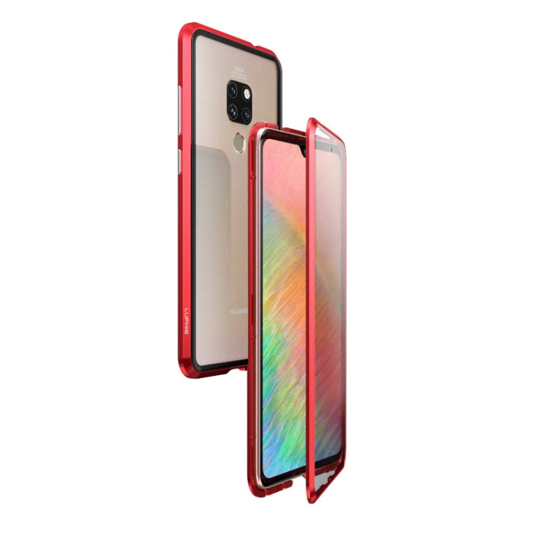 Ultra Slim Double Sides Magnetic Adsorption Angular Frame Tempered Glass Magnet Flip Case for Huawei Mate 20