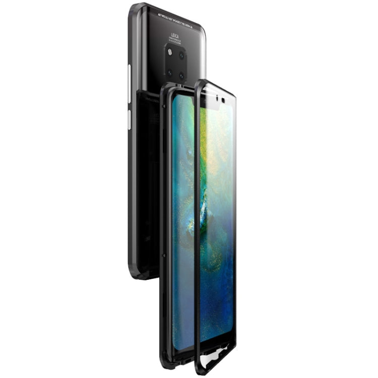 Ultra Slim Double Sides Magnetic Adsorption Angular Frame Tempered Glass Magnet Flip Case for Huawei Mate 20 Pro
