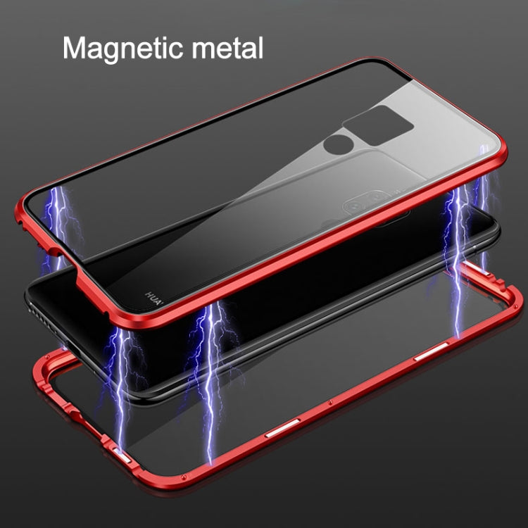 Ultra Slim Double Sides Magnetic Adsorption Angular Frame Tempered Glass Magnet Flip Case for Huawei Mate 20 Pro