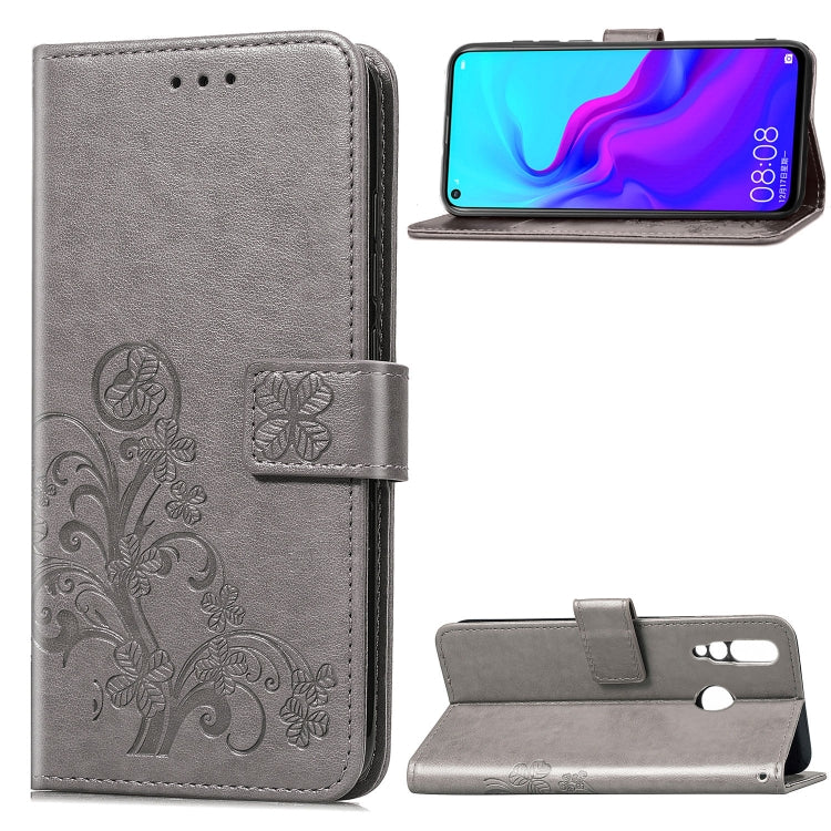 Lucky Clover Pressed Flowers Pattern Leather Case for Huawei Nova 4, with Holder & Card Slots & Wallet & Hand Strap