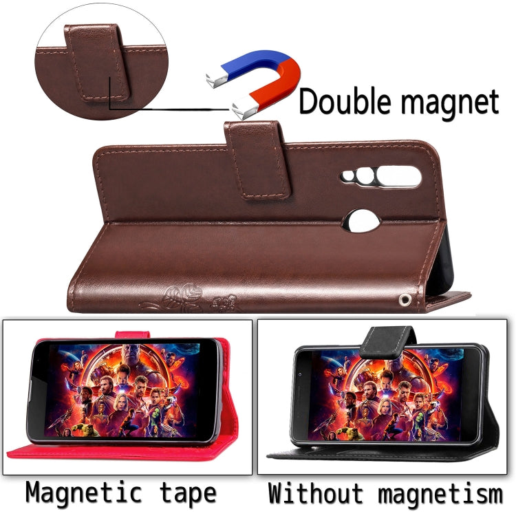 Lucky Clover Pressed Flowers Pattern Leather Case for Huawei Nova 4, with Holder & Card Slots & Wallet & Hand Strap