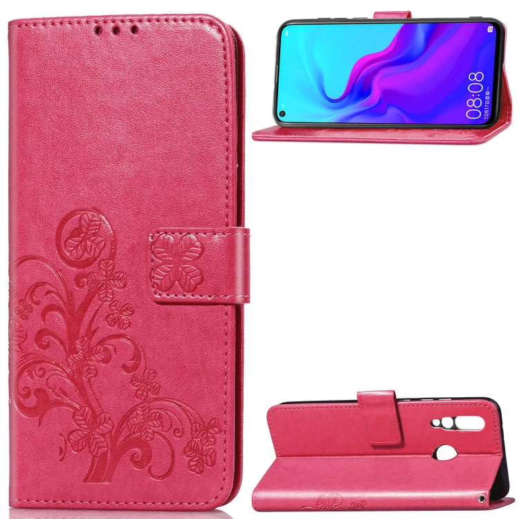 Lucky Clover Pressed Flowers Pattern Leather Case for Huawei Nova 4, with Holder & Card Slots & Wallet & Hand Strap