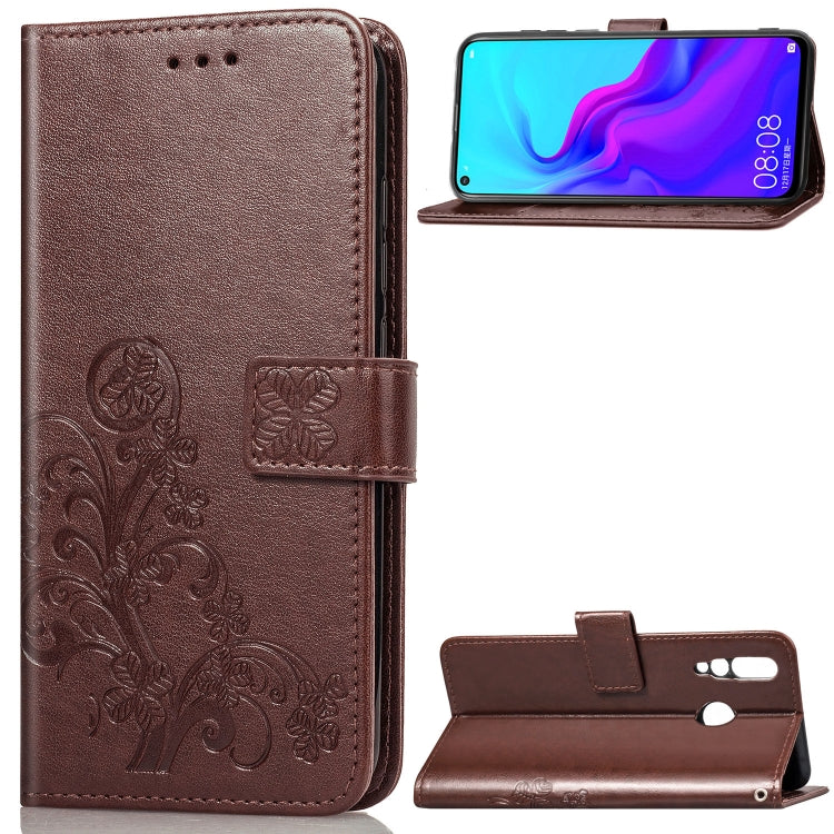 Lucky Clover Pressed Flowers Pattern Leather Case for Huawei Nova 4, with Holder & Card Slots & Wallet & Hand Strap