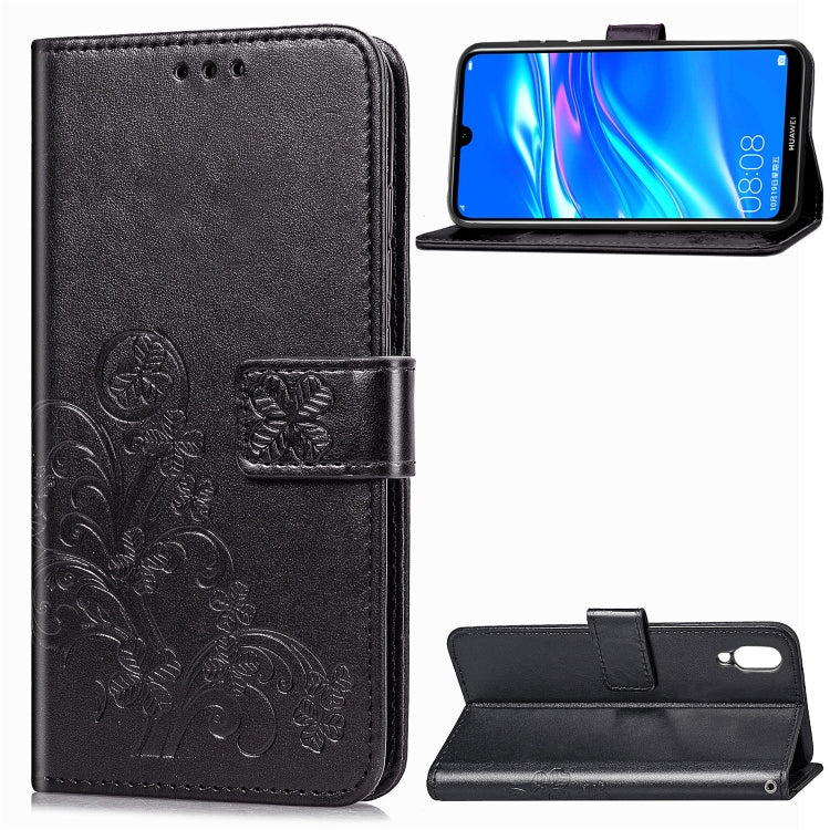 Lucky Clover Pressed Flowers Pattern Leather Case for Huawei Enjoy 9, with Holder & Card Slots & Wallet & Hand Strap