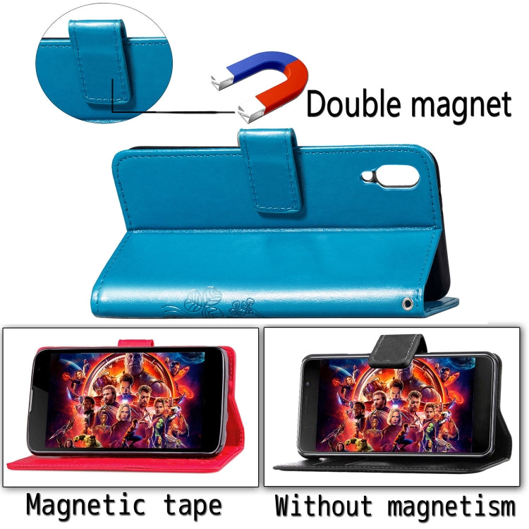 Lucky Clover Pressed Flowers Pattern Leather Case for Huawei Enjoy 9, with Holder & Card Slots & Wallet & Hand Strap