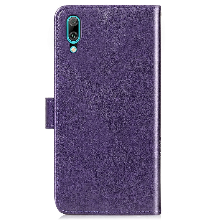 Lucky Clover Pressed Flowers Pattern Leather Case for Huawei Enjoy 9, with Holder & Card Slots & Wallet & Hand Strap