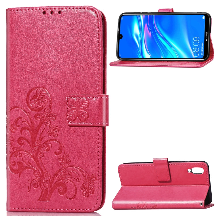 Lucky Clover Pressed Flowers Pattern Leather Case for Huawei Enjoy 9, with Holder & Card Slots & Wallet & Hand Strap