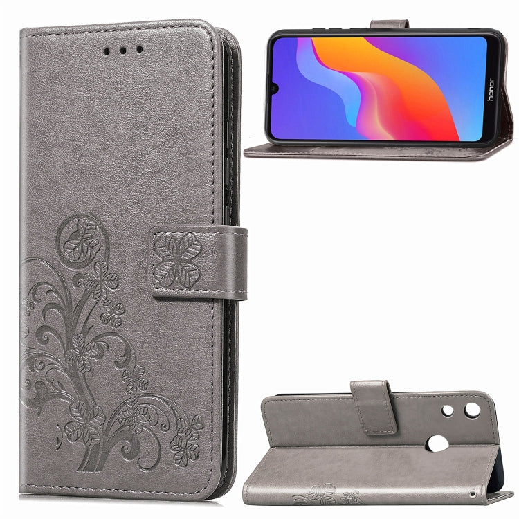 Lucky Clover Pressed Flowers Pattern Leather Case for Huawei Honor 8A, with Holder & Card Slots & Wallet & Hand Strap