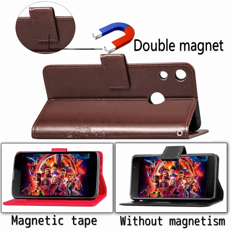 Lucky Clover Pressed Flowers Pattern Leather Case for Huawei Honor 8A, with Holder & Card Slots & Wallet & Hand Strap