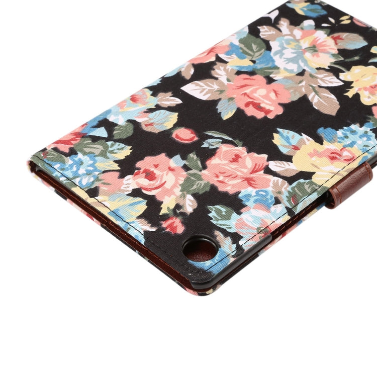 dibase for Huawei MediaPad M5 8.4 inch Flower Pattern Cloth Surface PU Leather Case with Holder & Card Slots & Wallet & Sleep / Wake-up Function(Black)