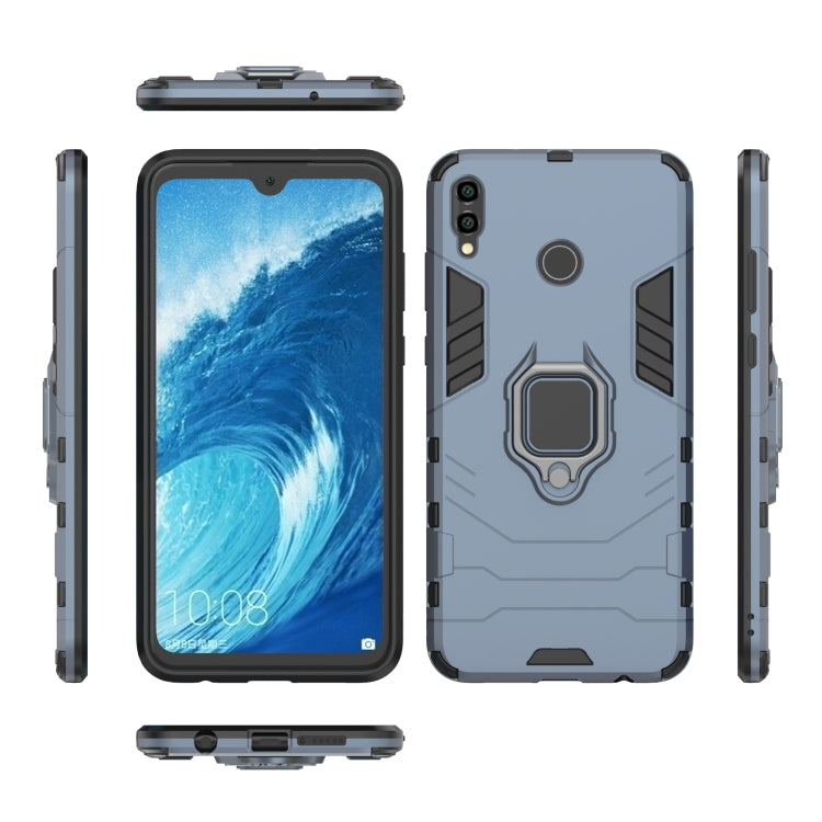 PC + TPU Shockproof Protective Case for Huawei Honor 8X Max, with Magnetic Ring Holder(Navy Blue)